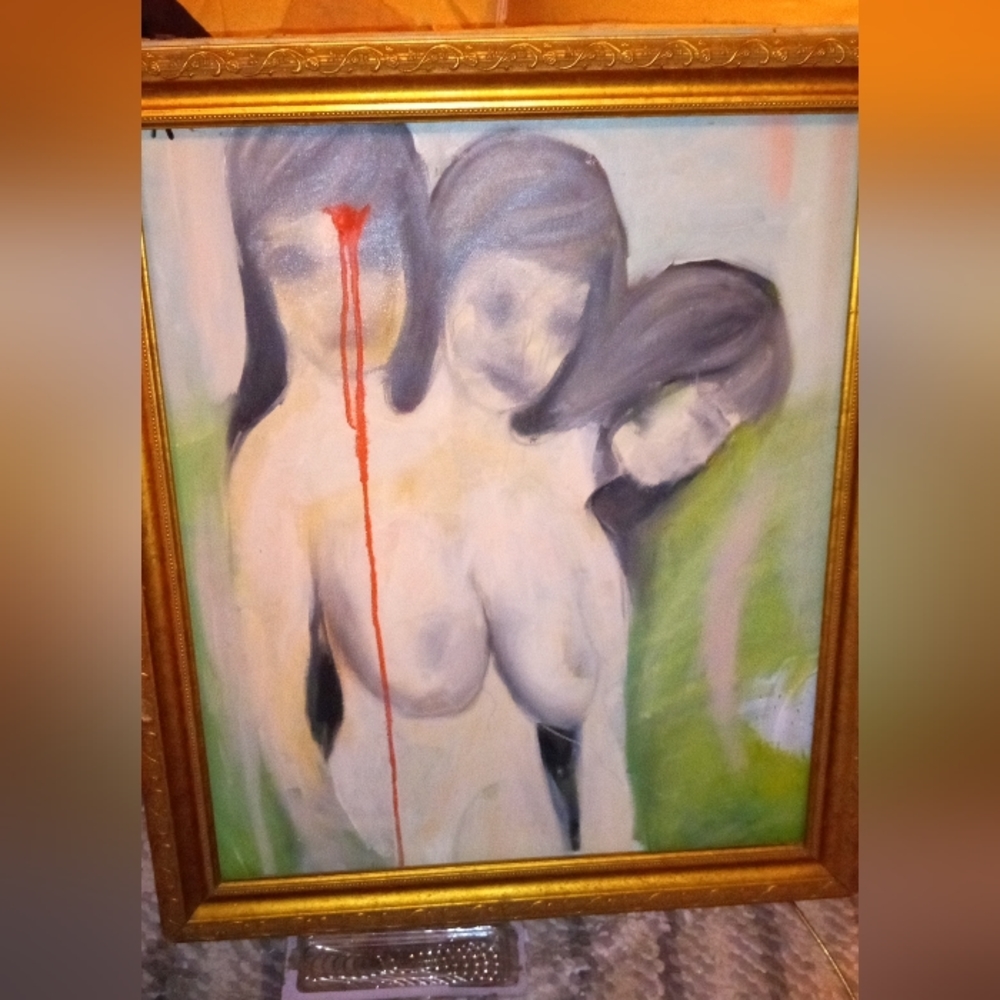 Original painting 3 headed woman